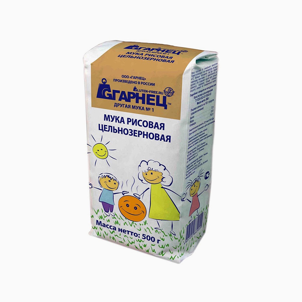 Мука рисовая цельнозерновая без глютена, Гарнец, 500 гр | FoodPort Market