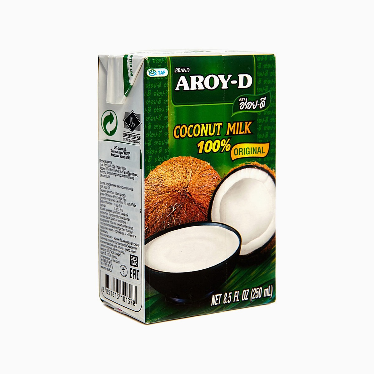 Кокосовое молоко 60%, Aroy-d, 250 мл