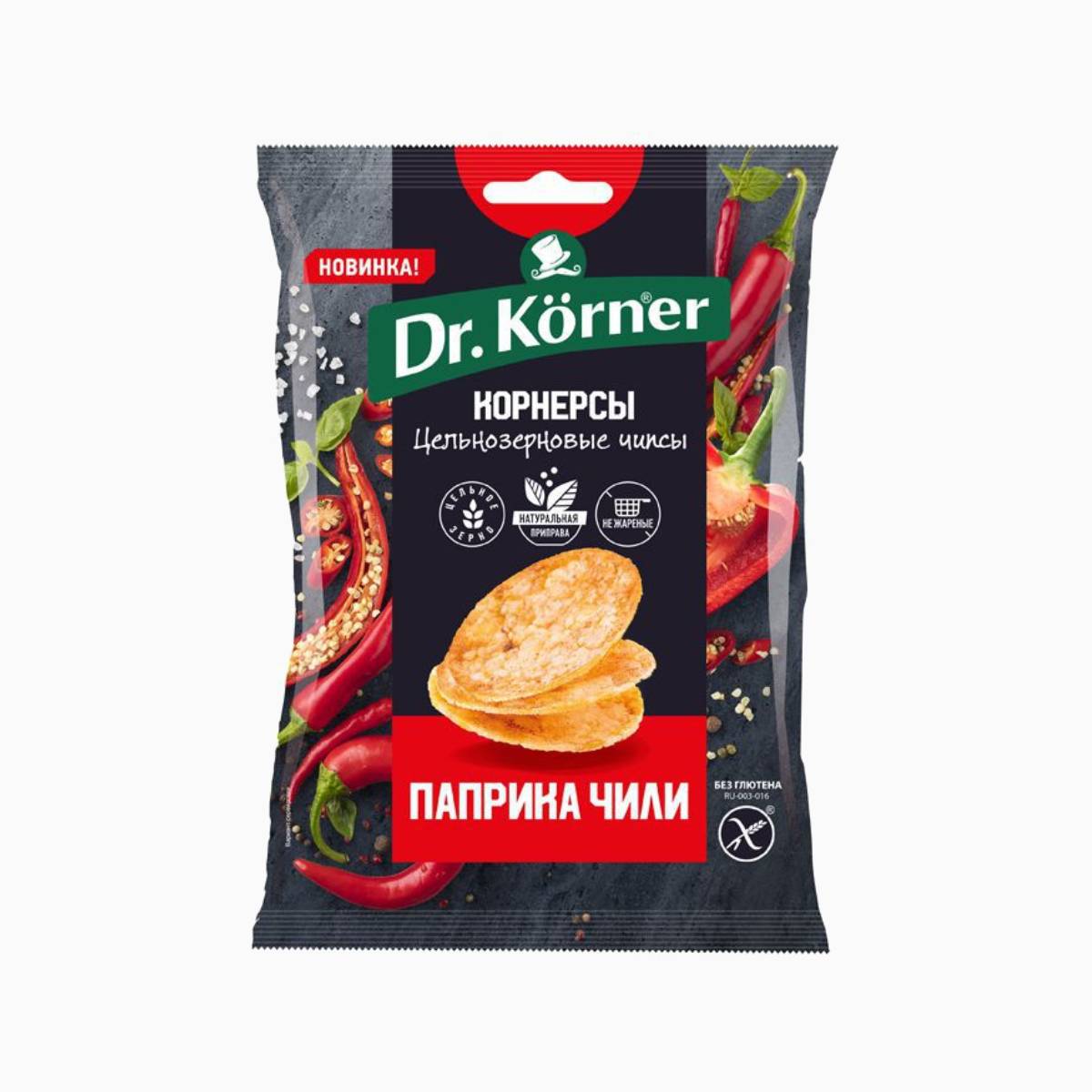 Чипсы Корнерсы кукурузно-рисовые с паприкой и чили, Dr. Korner, 50 г